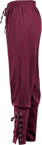 Miniatura 3 de Pantalones de estilo medieval o de navegante vikingo, pantalones de pirata, para disfraz, con cordones de cierre y ajuste, de estilo renacentista,