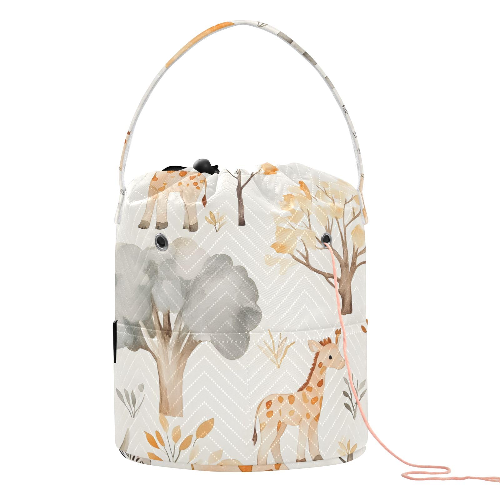 Yarn Storage Bag Small Crochet Bag Knitting Bag Organizer Giraffe Tree Yarn Bags for Crocheting Basket