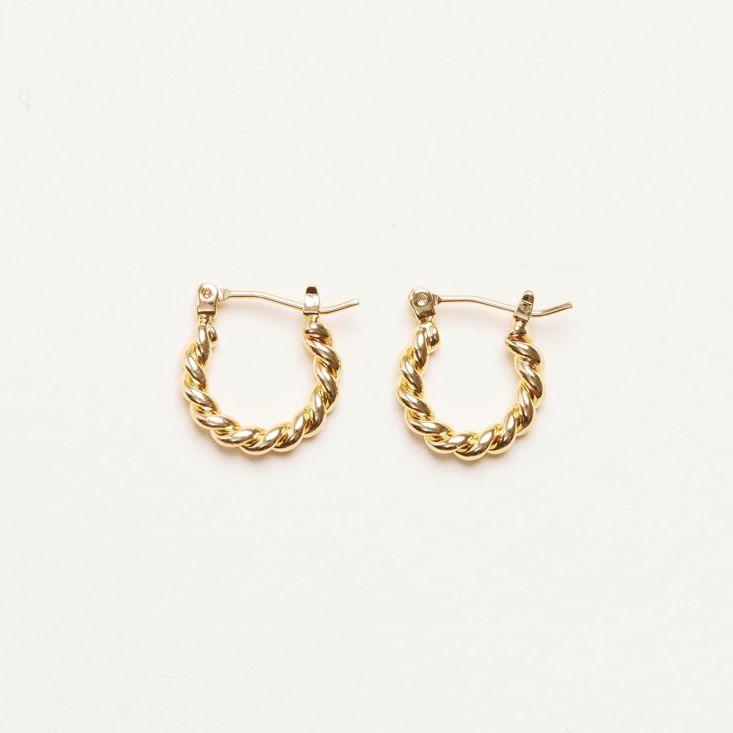18K Gold Plated Brass Mini French Twist Hoops, Hoop Earrings, Minimalist Style, Women Jewelry Gift