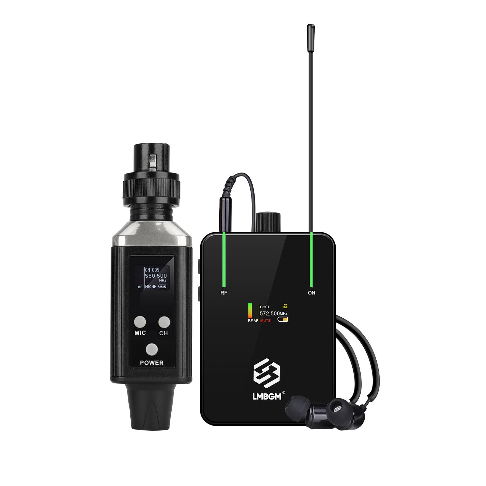 AR9 UHF Mono Wireless In Ear Monitor System Transmitter & Beltpack Receiver for Studio, Band Rehearsal & Live Performance (AR9 Pro-1)