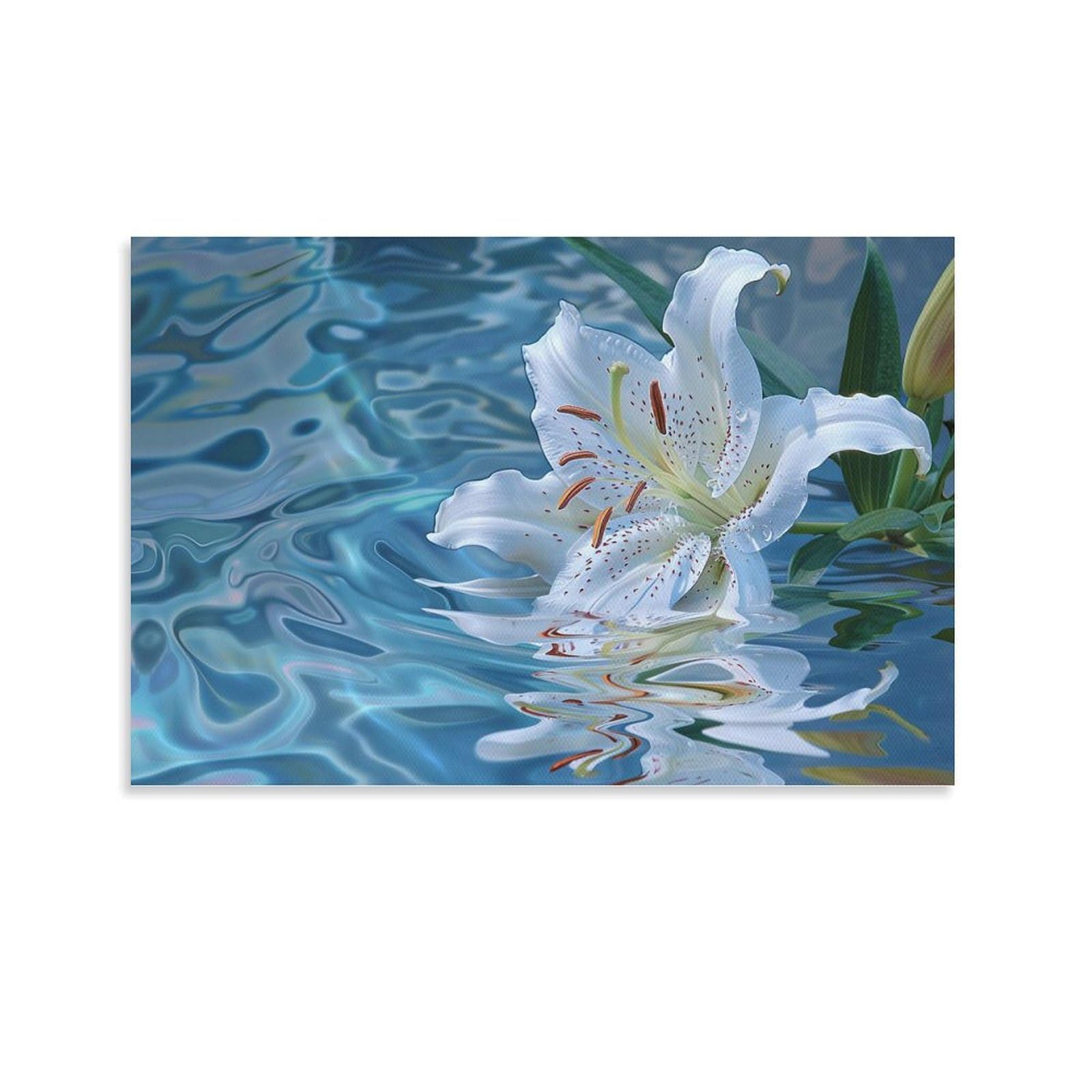 Amazon.co.jp: 絵画 青い水の中のユリの花インテリア 絵画 魅力