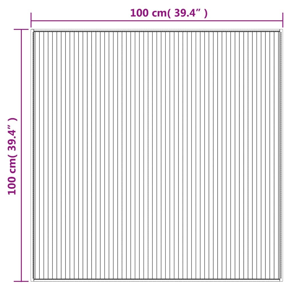 Tapis en bambou - 100 x 100 cm - Carré - En bambou véritable - Antidérapant - Aspect naturel - Revêtement de sol décoratif - Naturel clair