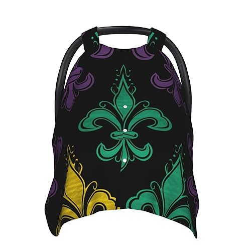 Baby Car Seat Canopy Cover for Mom, Soft Breathable Nursing Breastfeeding Covers Multi Use Stroller Sun Shade Newborn Shower Gift3D Fleur De Lis