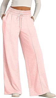 2025 - Pantalones de chándal para mujer de pierna ancha, ligeros, pantalones de chándal con cordón elástico, pierna recta, pantalones de chándal de cintura baja, pantalones holgados con