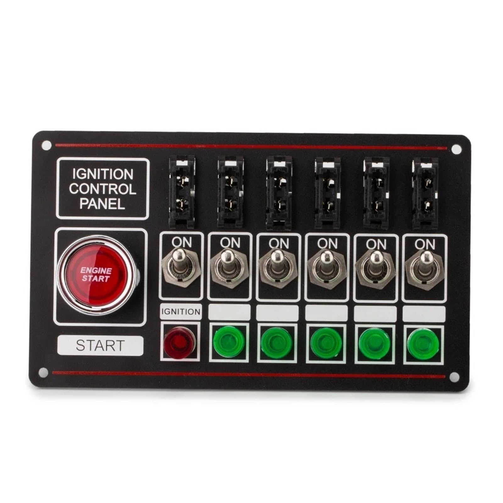silnika Stater 12V Racing Switch Panel Race Car Ignition Accessory Engine Start 6 Lampka kontrolna 6 Bezpiecznikowy przełącznik szybkiego wyłączania włącznik zapłonowy rozrusznik