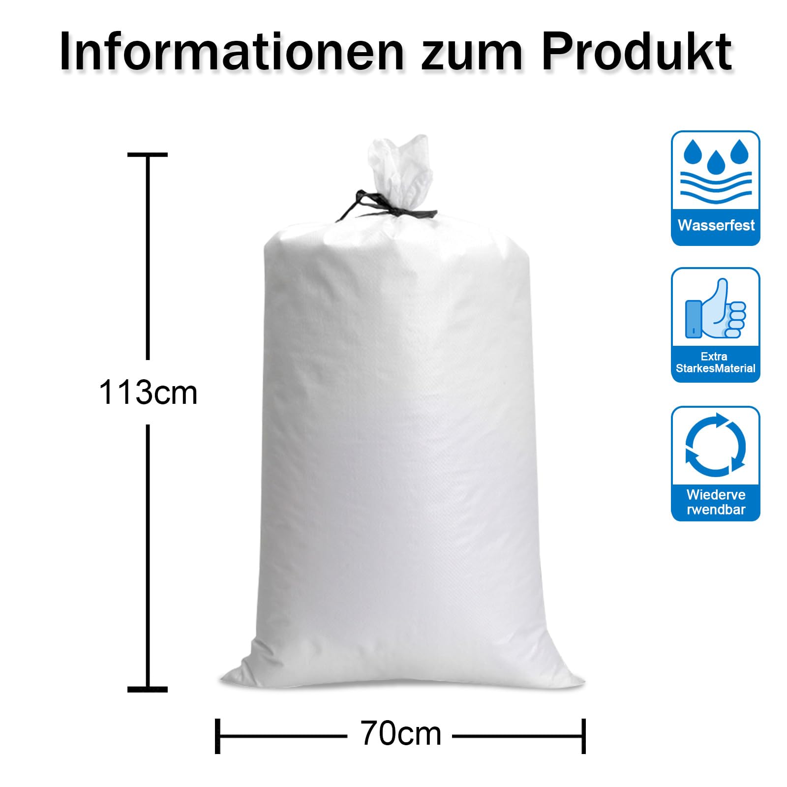 Sacos Escombros,Saco Rafia,15 Piezas Sacos para Escombros,Saco Tierra Jardin Bolsas de Basura para Escombros Bolsas Tejidas De Color Blanco 70x113cm