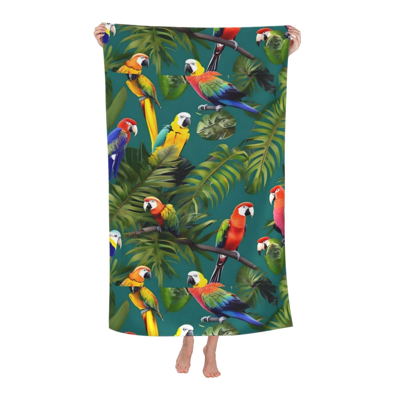Cbaaghh Tropical Plants And Parrots Print Adult Beach Towels,Beach & Pool Towel,Beach Towels,Towels For Camping