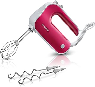 Bosch – Styline Pastry Blender, 500 W, 5 Speeds, FineCreamer Rods, Stainless Steel Blades, Red, MFQ40304