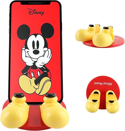 Disney Soporte para teléfono celular con diseño de pies de Mickey Mouse con adhesivo adicional soporte para teléfono celular para escritorio hogar