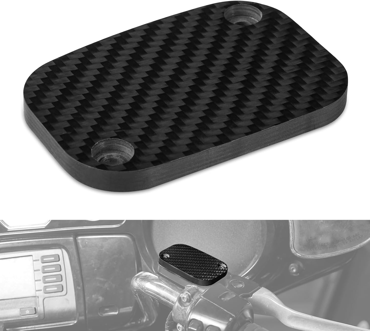 NICECNC Black Front Right Brake Reservoir Cover Carbon Fiber Compatible with Harley Ultra Limited FLHTK 2018-2024, Road King FLHR 2018-2022, Replacement for 42855-06D, See Fitments
