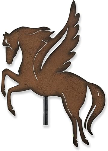 SAGEFINDS Pegasus - Estaca de jardín  Metal resistente a la intemperie  Silueta decorativa de caballo  Arte de patio y césped  Decoración de jardín