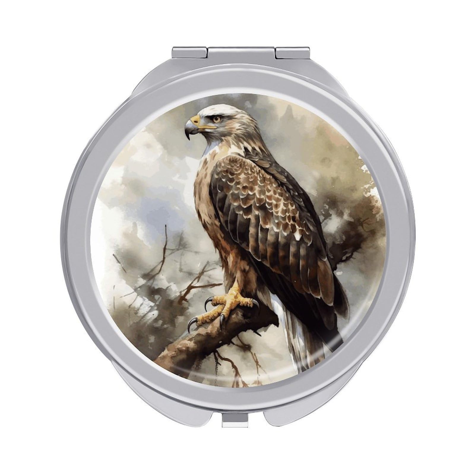 FekiLoot Watercolor of Hawk Sitting in The Tree Makeup Mirror Compact Round Travel Makeup Mirror Portable Folding Handheld Pocket Mirrors for Handbag and Purses Gift Mini Mirrors