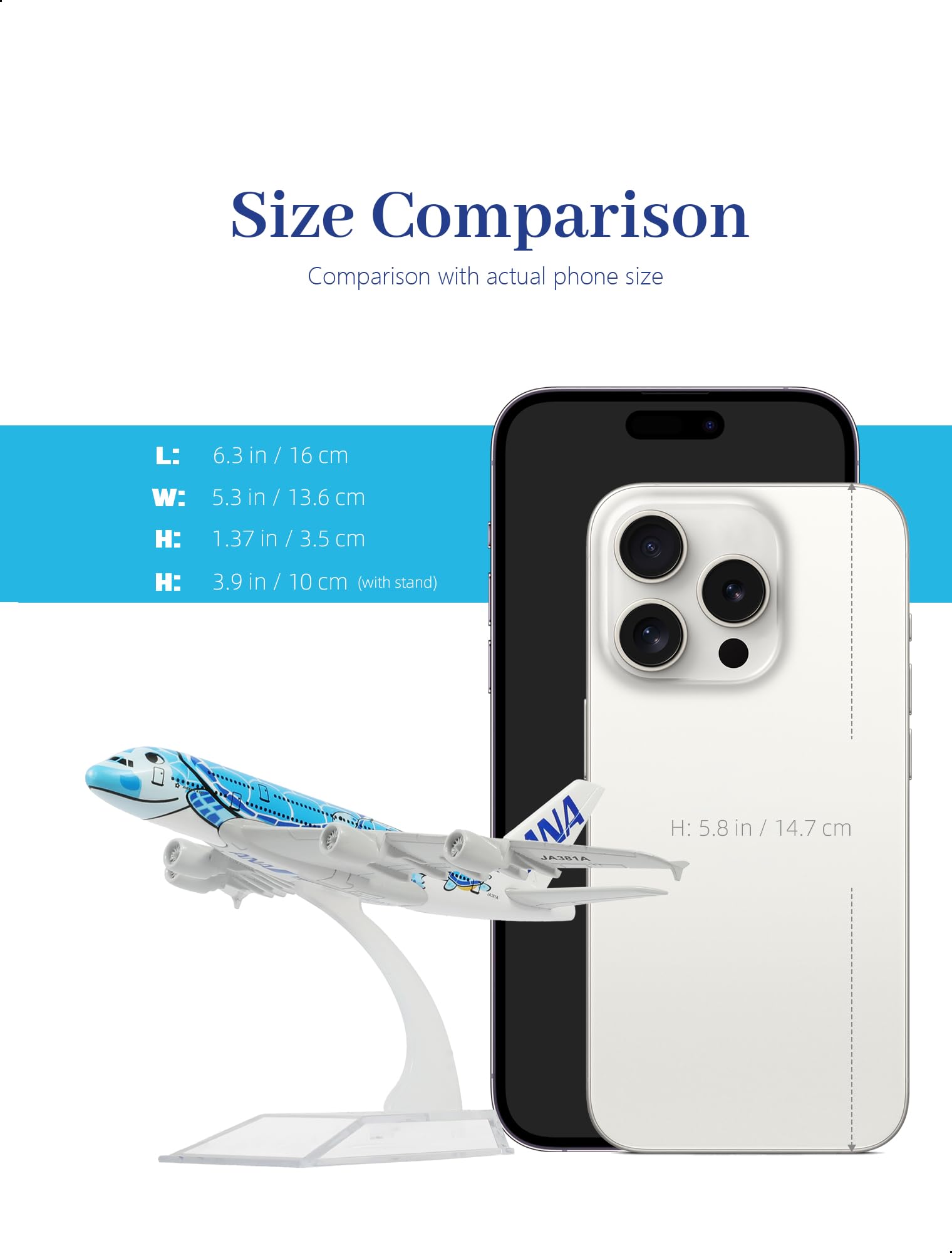 Amazon.com: QIYUMOKE 1/400 A380 Model Plane Blue Turtle Diecast