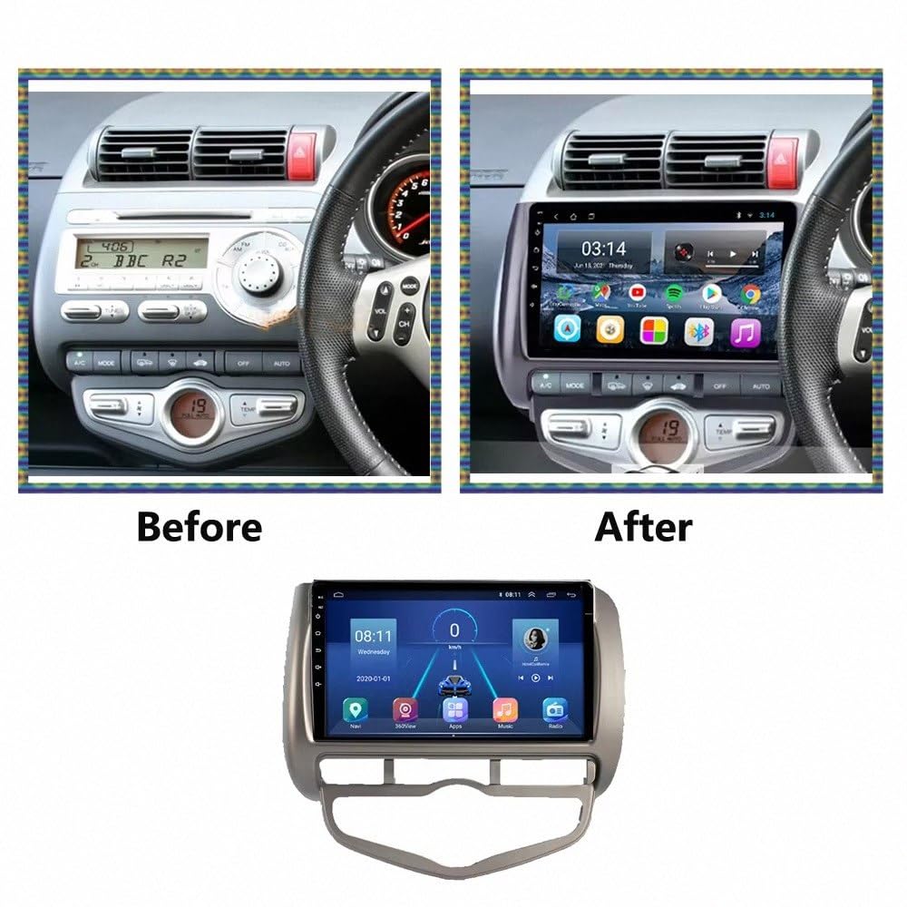 Car Navigation Car Radio per Honda Fit Jazz 2004-2007 Wireless Carplay Android Auto Stereo Auto Bluetooth Ips con Pantalla Táctil con Gps, 8 Nucleo 8G+256G