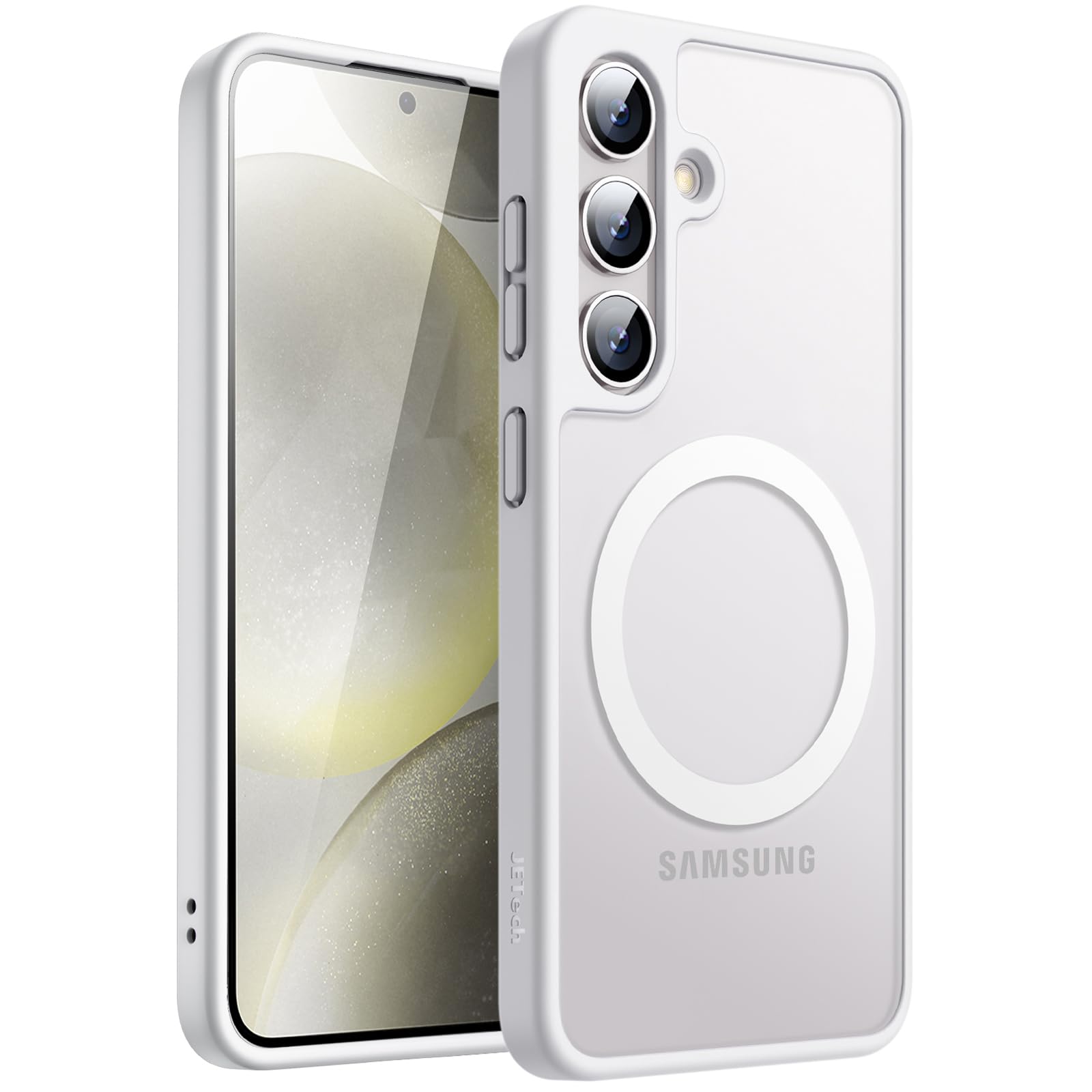 JETech Magnetic Case for Samsung Galaxy S24+ / S24 Plus 5G, Compatible with MagSafe, Translucent Matte Back Shockproof Phone Cover (Silver)