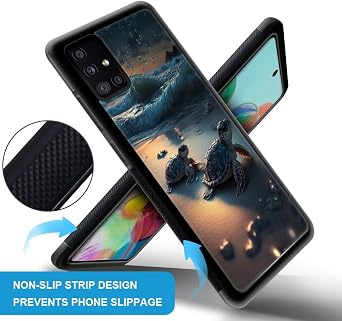 ZHEGAILIAN Compatible with Samsung Galaxy A71 5G Case,Non-Slip Soft TPU Bumper Shockproof Protective Case Compatible with Samsung Galaxy A71 5G 6.7 inch for Women-Sunset Shoal Turtle