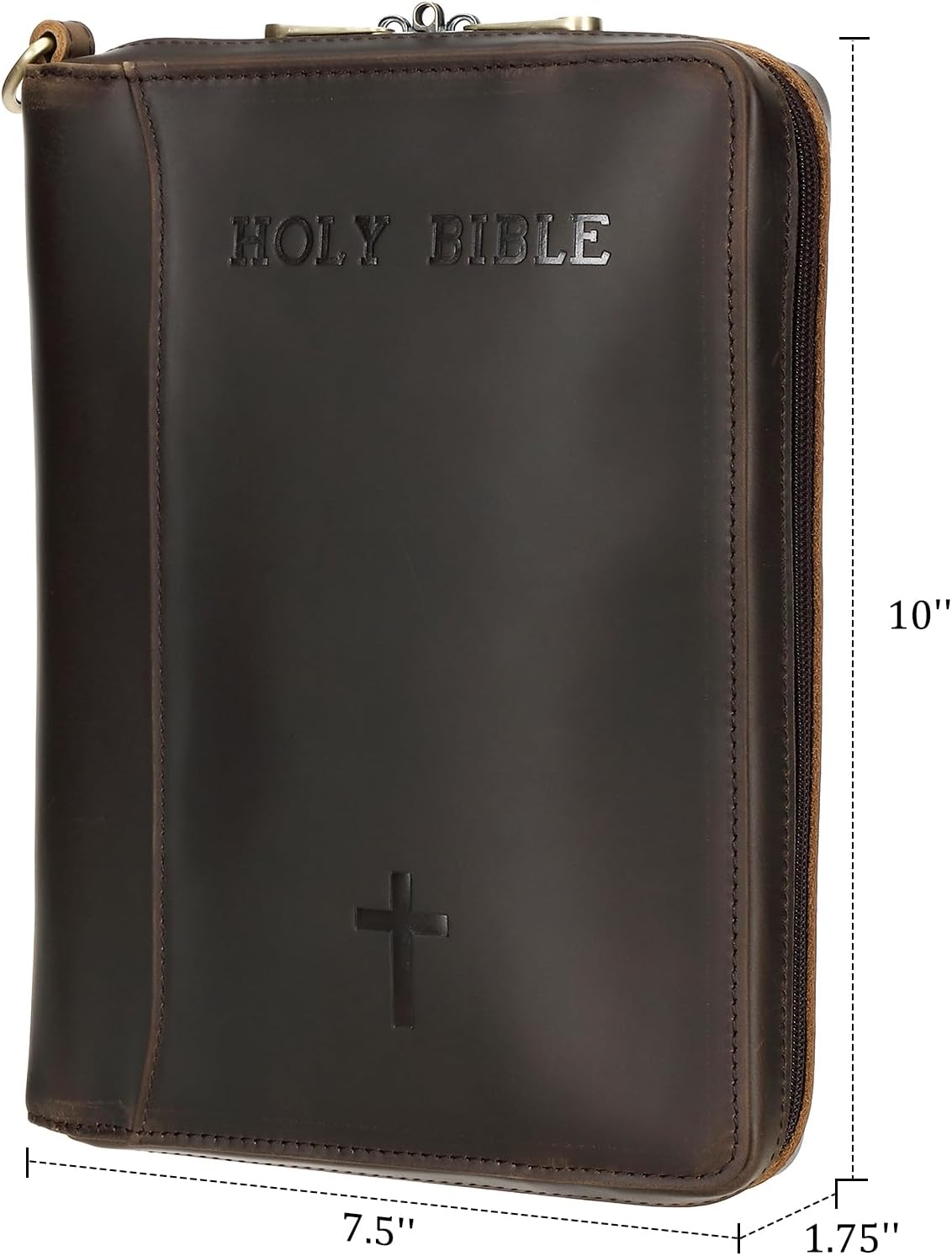 Polare Full Grain Leather Holy Bible Soft Carry Handgun Pouch CCW Bag Padded Pistol Wallet Tactical Case with Lockable Zipper and Wristlet Strap