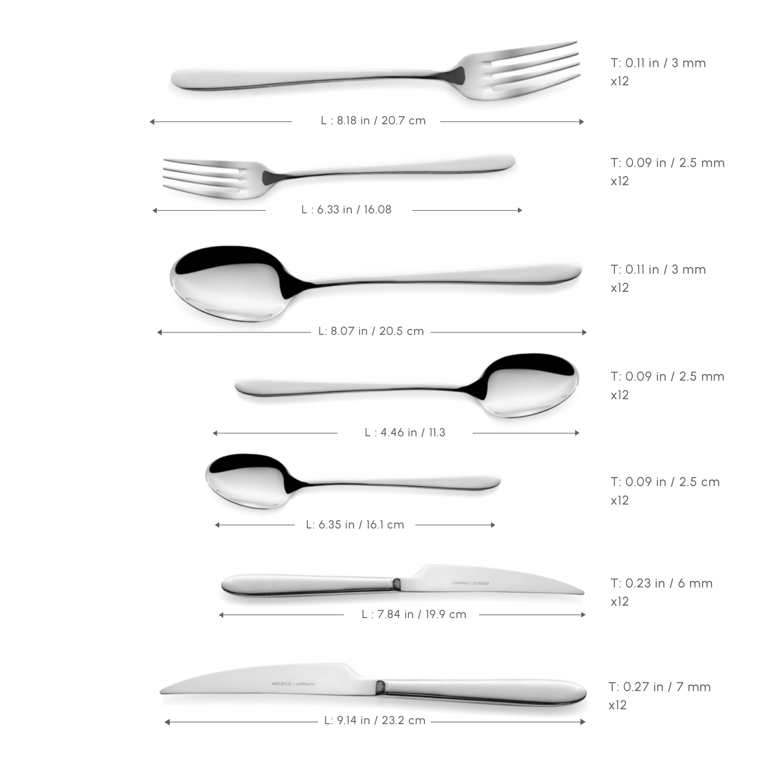 Karaca Bellamy Set Posate 84 Pezzi Per 12 Persone – Elegante, In Acciaio Inox, Forchette, Cucchiai E Coltelli Da Tavola E Dessert - 5