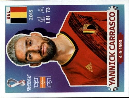 2022 Panini World Cup Qatar Sticker BEL10 Yannick Carrasco Group F Belgium Mini Sticker Trading Card