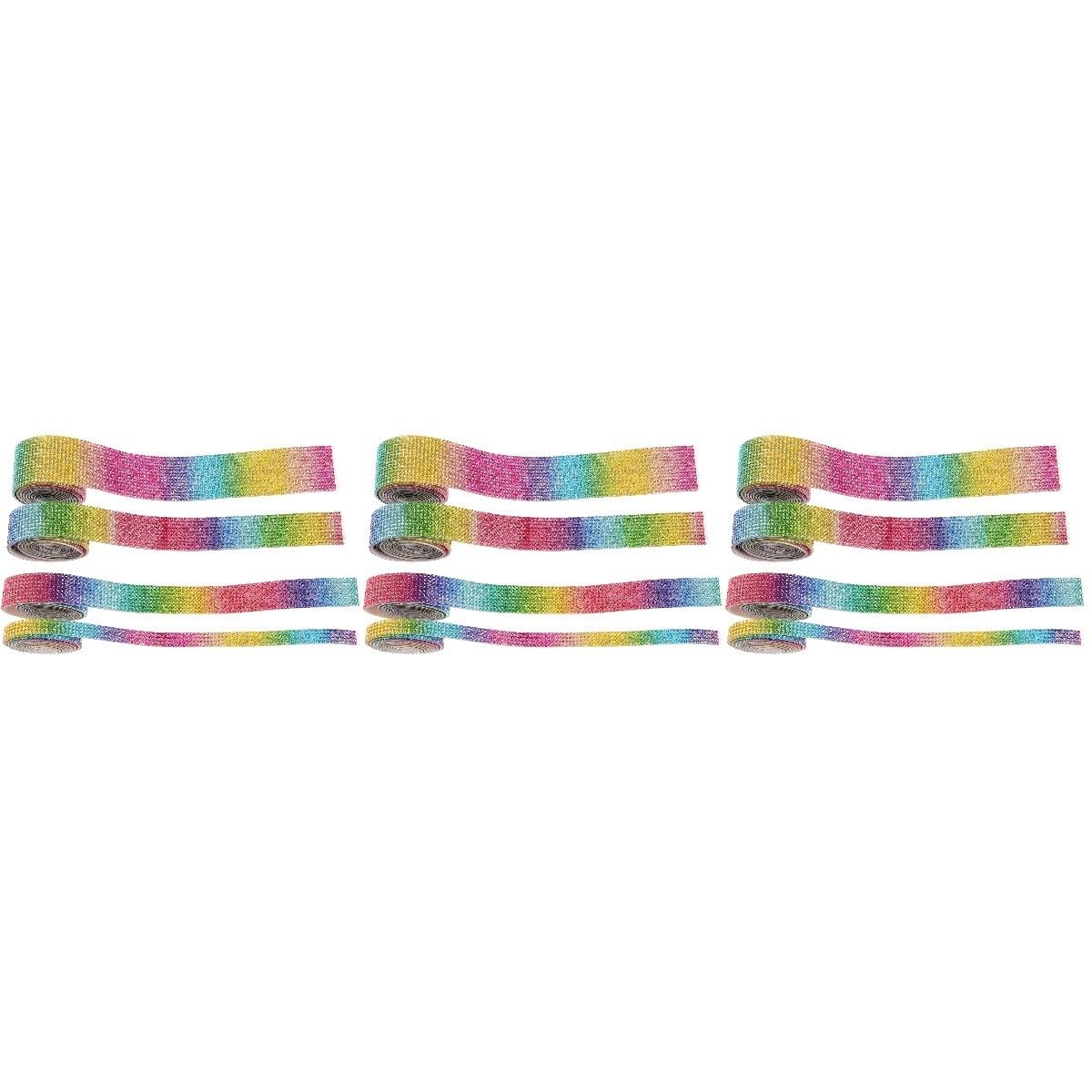 EXCEART 3 Sets Diamantband Für Hochzeiten Strassbesatz Selbstklebendes Diamantband Einfach Zu Dekorieren 8 Farbsortiment 4 Rollen * 3