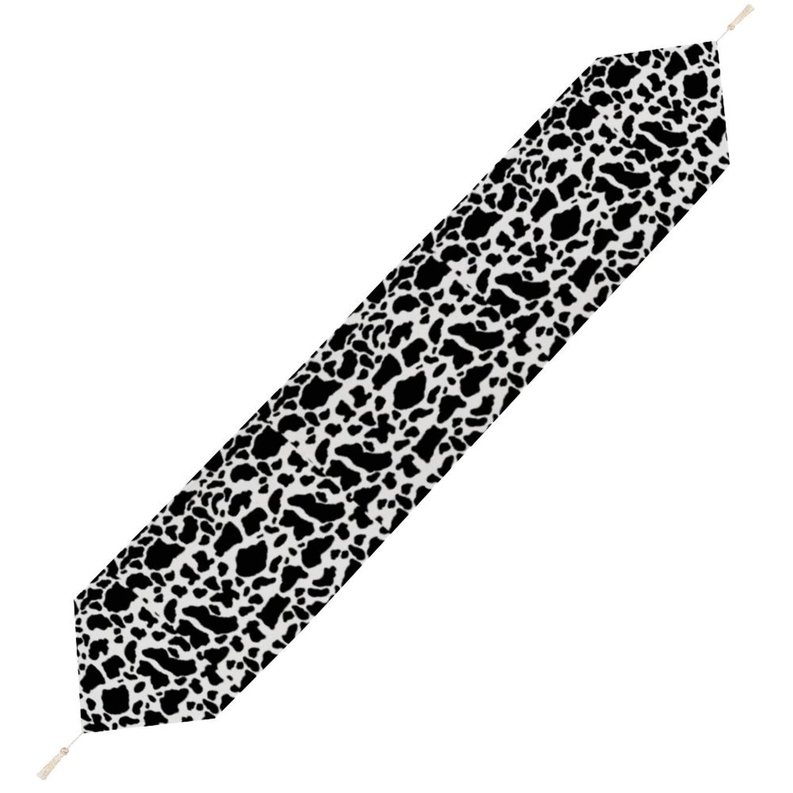 JZemdybill 178*33cm Table Runner with Tassel, Cow Print Table Runner, Table Decoration for Kitchen, Party, Restaurant