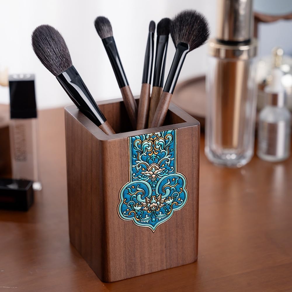 Organizer na pędzle do makijażu, uchwyt na pędzle do makijażu w stylu vintage do toaletki, blat łazienkowy, uchwyty na szczoteczki do zębów, uchwyt na długopis do przechowywania na biurku