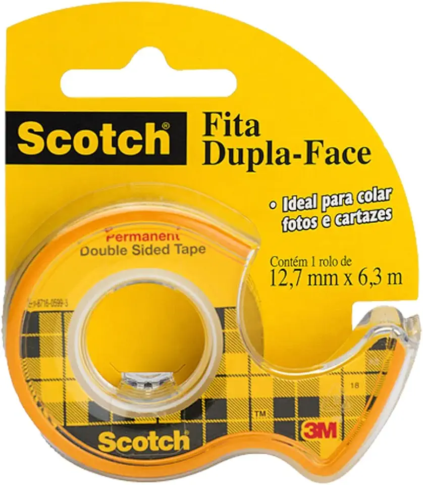 Scotch, 3M, Fita Dupla-Face Com Suporte, 12, 7mm x 6, 35m