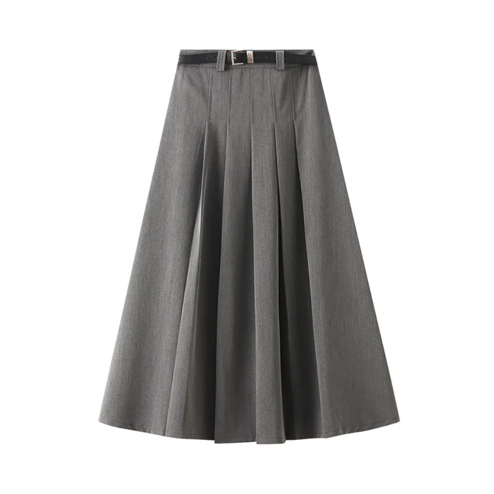 Faldas De Tubo Mujer Falda Larga Plisada Vintage De Las Mujeres con Cinturón Moda Cintura Alta Cremallera Lateral Formal Oficina Una Línea Faldas