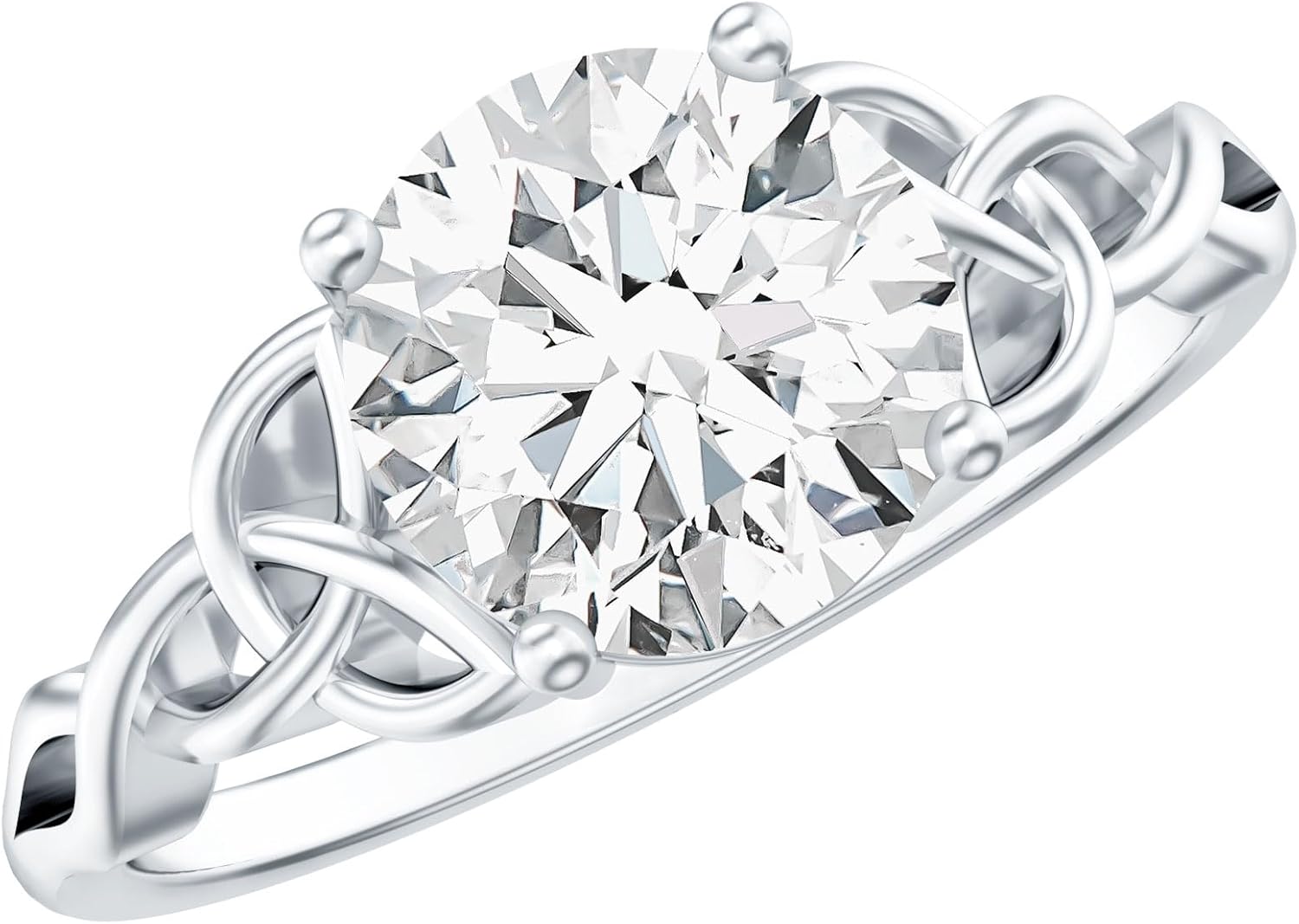 Mothers Day Gift, Certified 2 Carat Moissanite Timeless Engagement Ring, D-Vs1 Quality, Moissanite Celtic Knotwork Ring