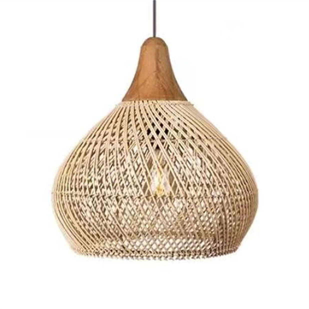 LYMSXAZOU 15.7in Rattan Chandelier Pendant Light, Creative Nostalgic Adjustable E27 Hanging Ceiling Light Fixture, Hand Woven Vintage Wicker Lamp, for Dining, Living, Bedroom, Kitchen, Farmhouse,