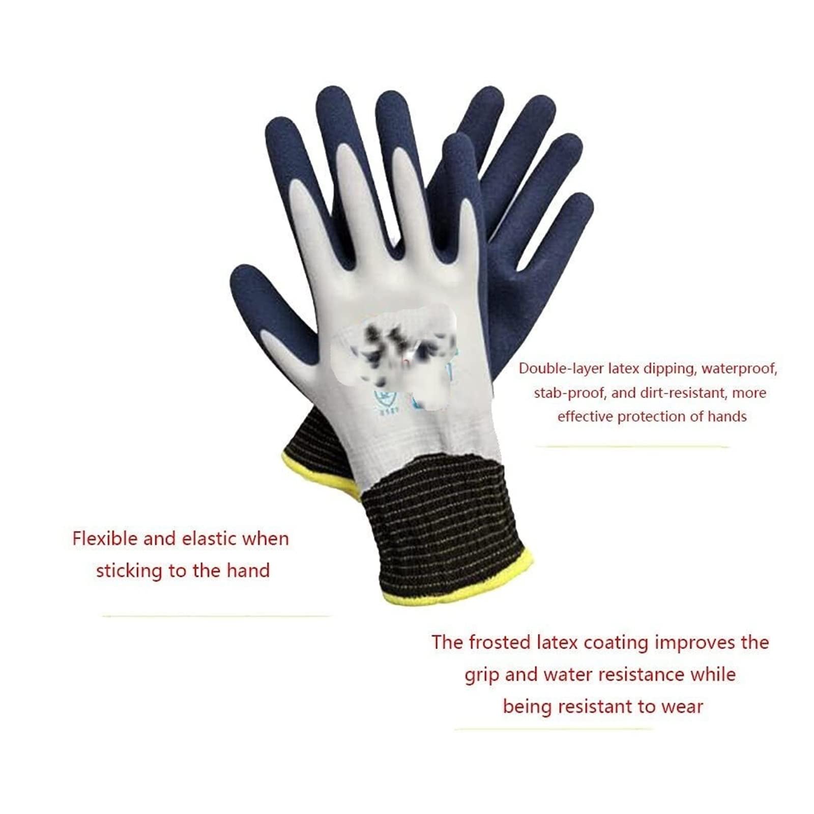 Gants de travail, gants jardinage, anti-épines, en nylon, paume anti-coupure, à prise sûre, protection haute performance niveau 5, double couche latex imperméable(XL)