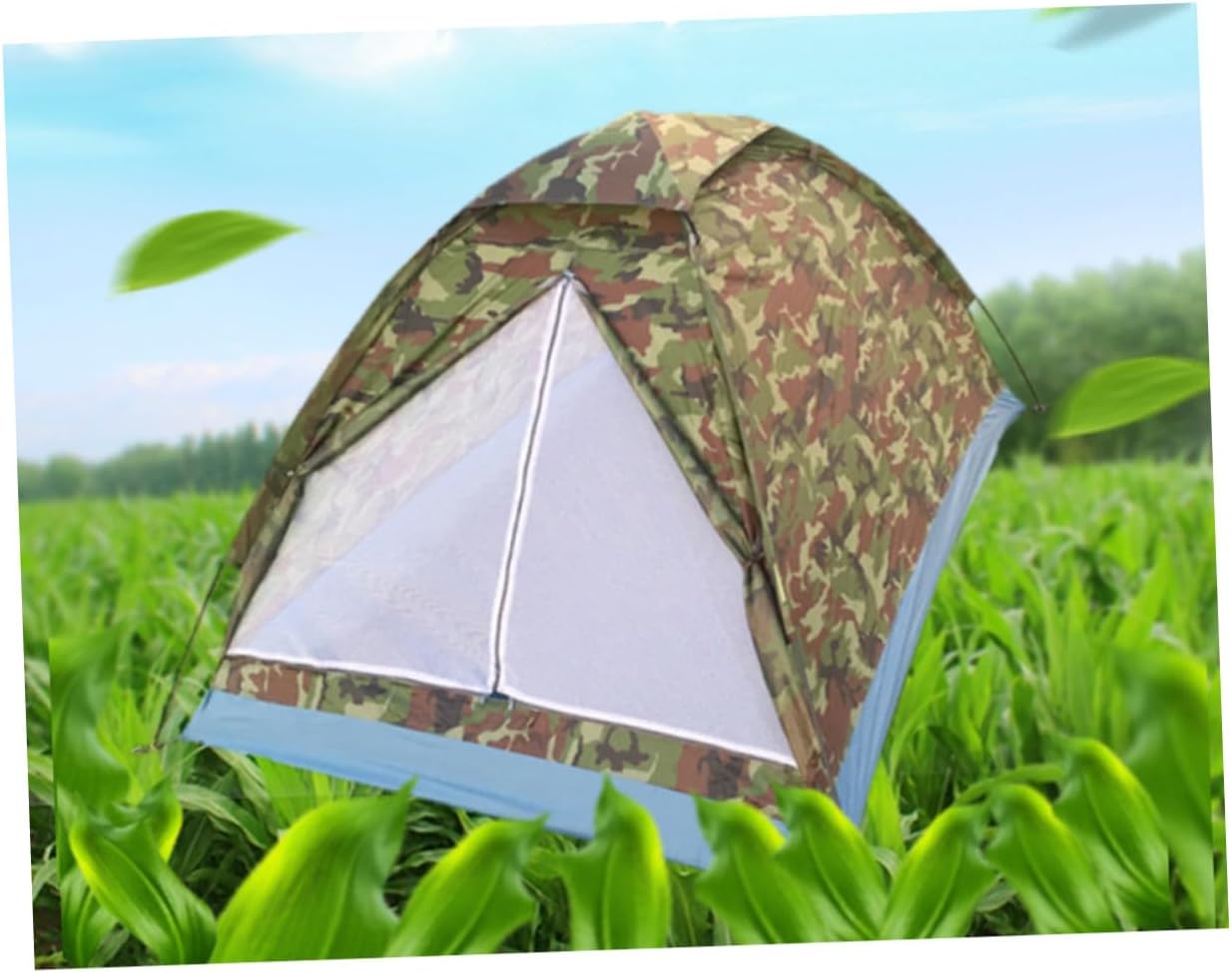 Double Person Camping Tent Outdoor Camouflage Beach Tent Single Layer Portable Shelter for Travel and Hiking
