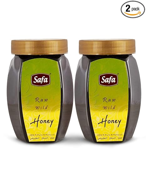 Safa Wild Honey 1kg | Organic Honey Raw Unprocessed 100% Pure Natural Vegetarian Unheated Fresh | No Added Preservatives and Colours | Raw Wild Honey Immunity Boosters For Adults And Children | (500g x2) Pack 0f 2