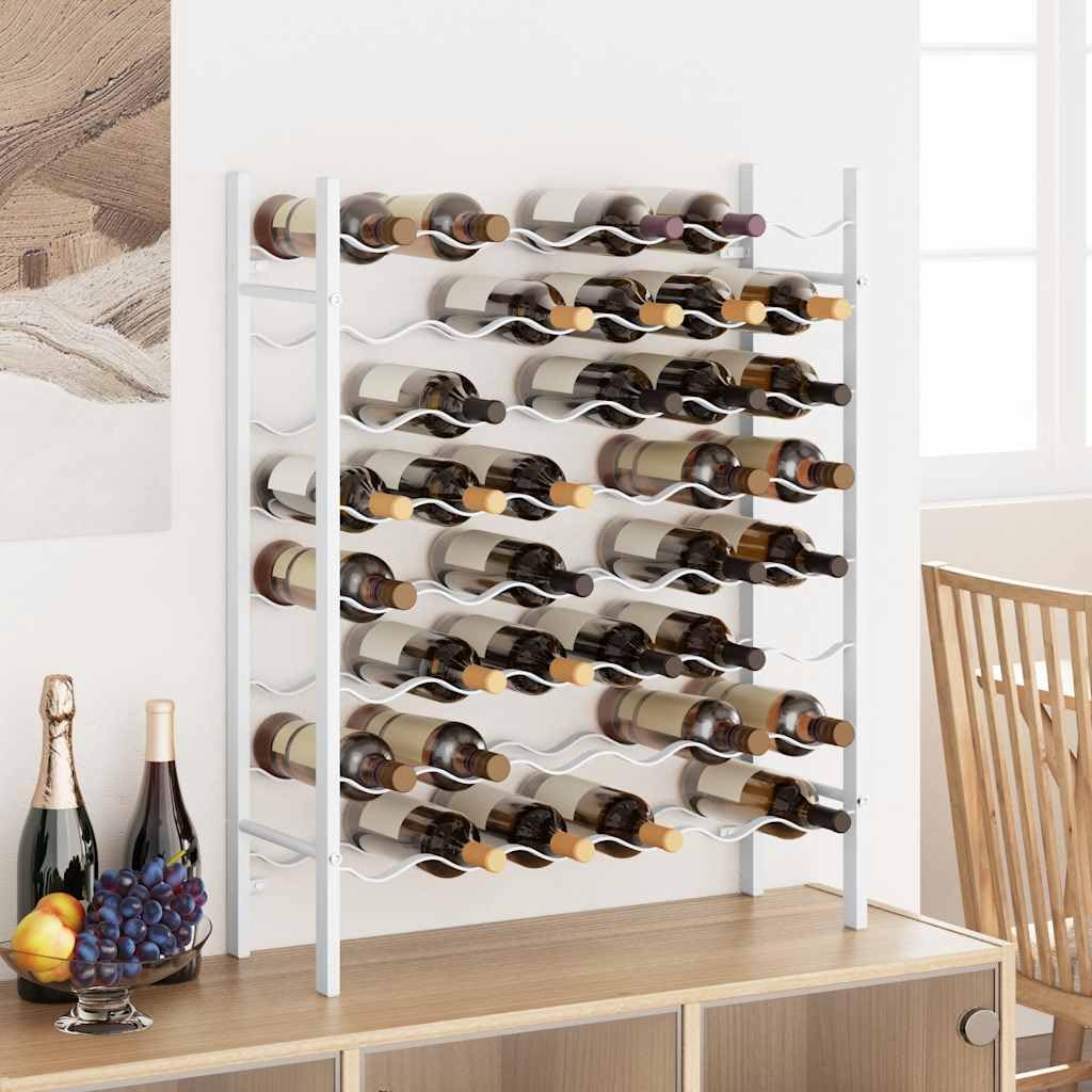 Weinregal für 48 Flaschen Weiß Metall freistehend mit 8 Ebenen, flaschenhalter für Küche, Esszimmer, Speisekammer, barregal zur Ordnung und lagerung von weinflaschen