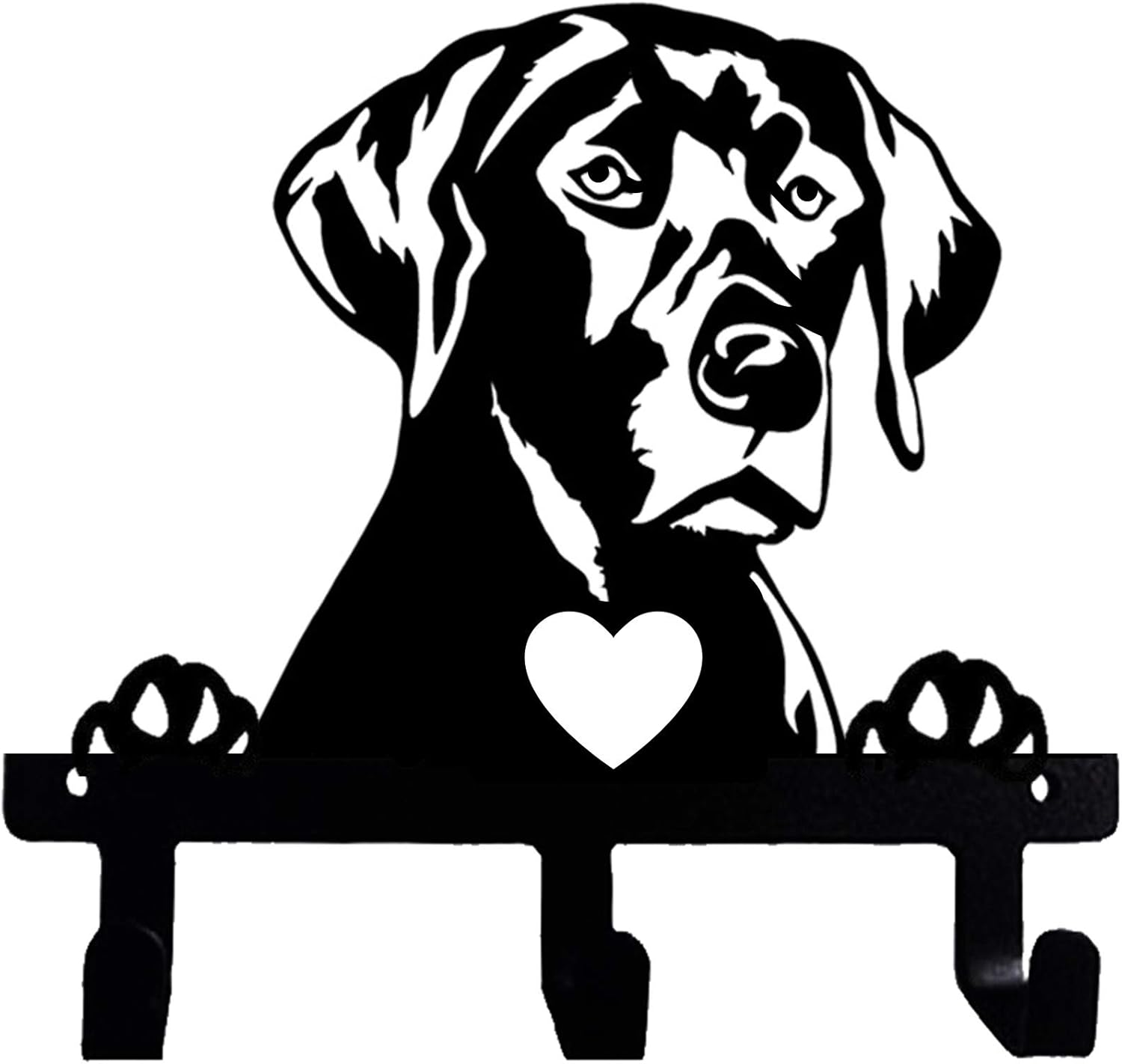 Labrador Retriever Golden Retriever Love Shape Silhouette Design Metal Wall Hook for Leash Keys Clothes Towel Kitchen Mudroom Bedroom Bathroom (Love Portrait)