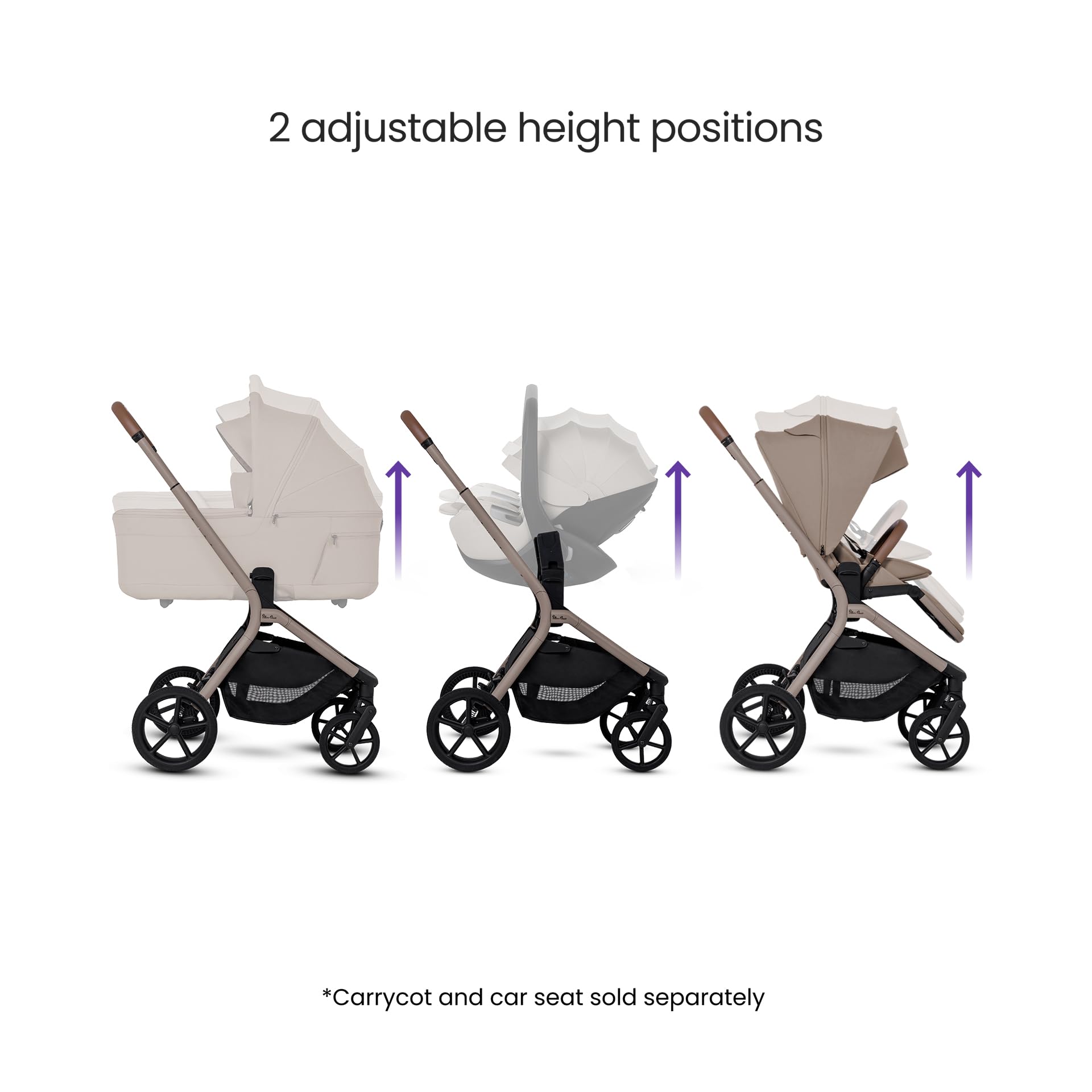 Silver Cross Breez Pushchair - Compact Lightweight Travel System, One-Hand Fold Pushchair with Lie-Flat Seat - Car Seat Compatible - Suitable from Birth to 4 Years (22kg) - Champagne — view 3