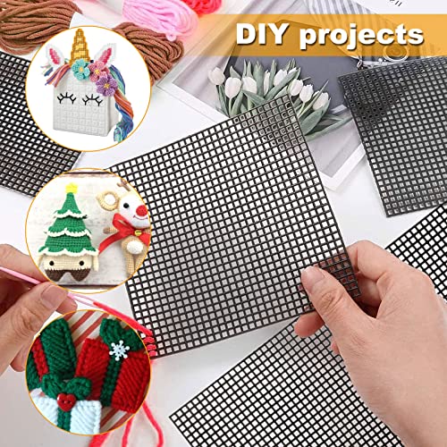 Image of 12PCS Plastic Mesh Canvas Sheets, 20x13 Inch Plastic Mesh Sheets for Crafts, Black Plastic Canvas and Embroidery Tools for Embroidery Crafting Knit