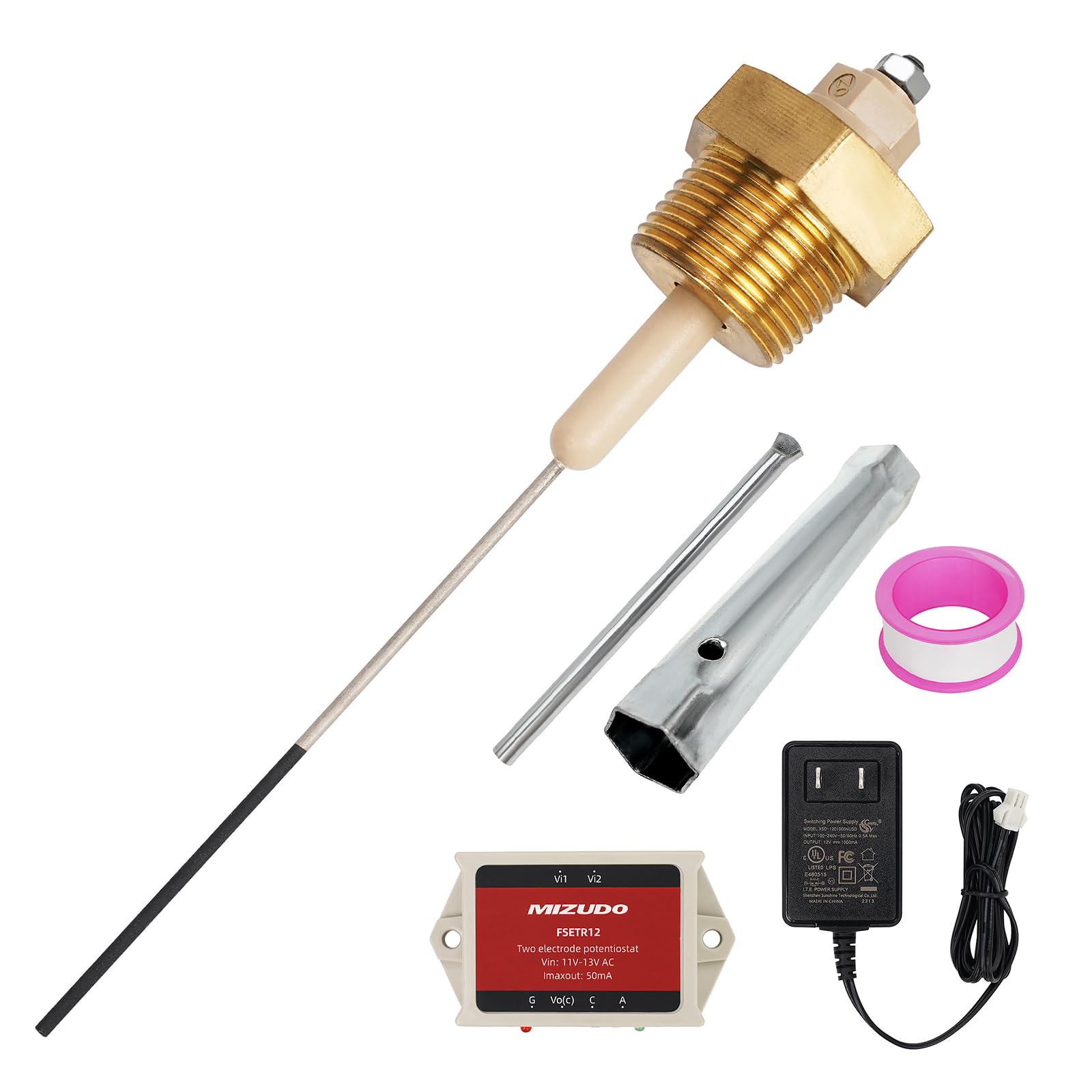 Powered Anode Rod for Water Heater, MIZUDO 4-80 Gal Titanium