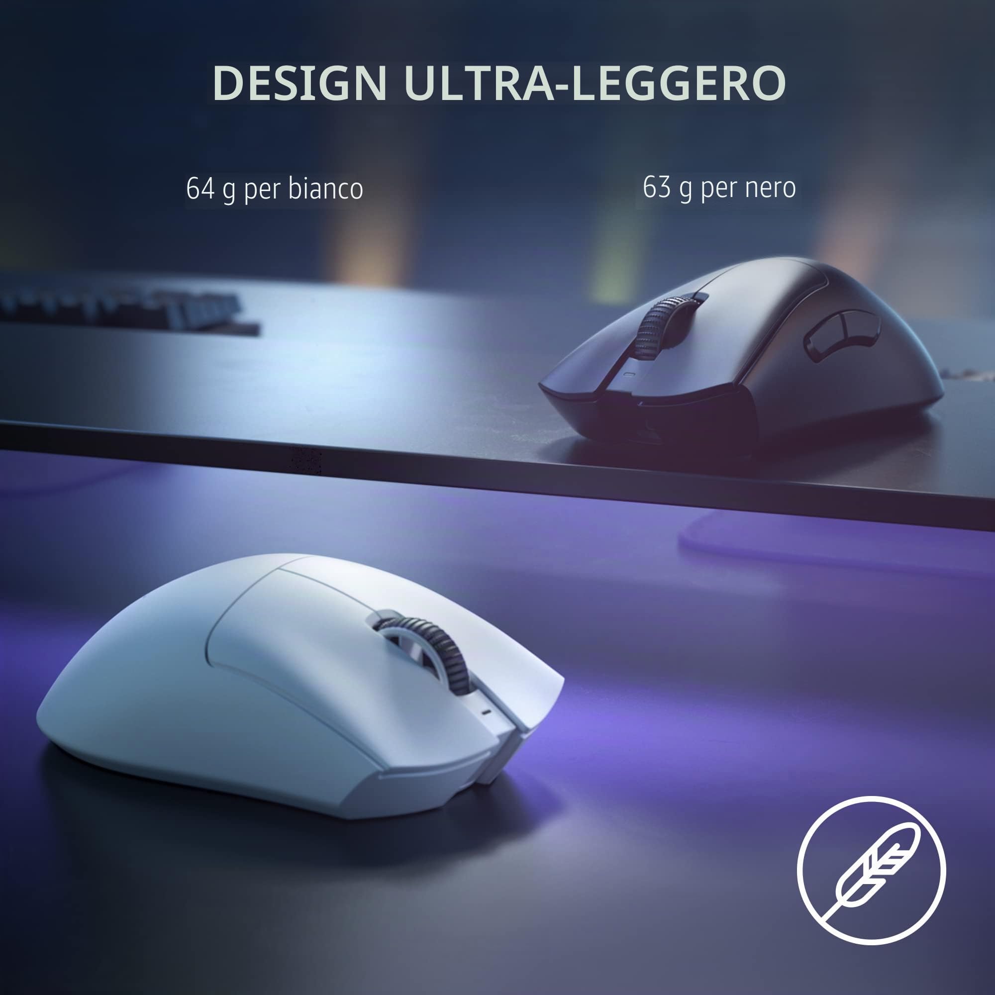 Razer DeathAdder V3 Pro - Mouse da gioco wireless, ultra leggero, sensore ottico Focus Pro 30K, interruttori ottici Gen-3, HyperSpeed Wireless, 5 pulsanti programmabili, RZ01-04630200-R3A1