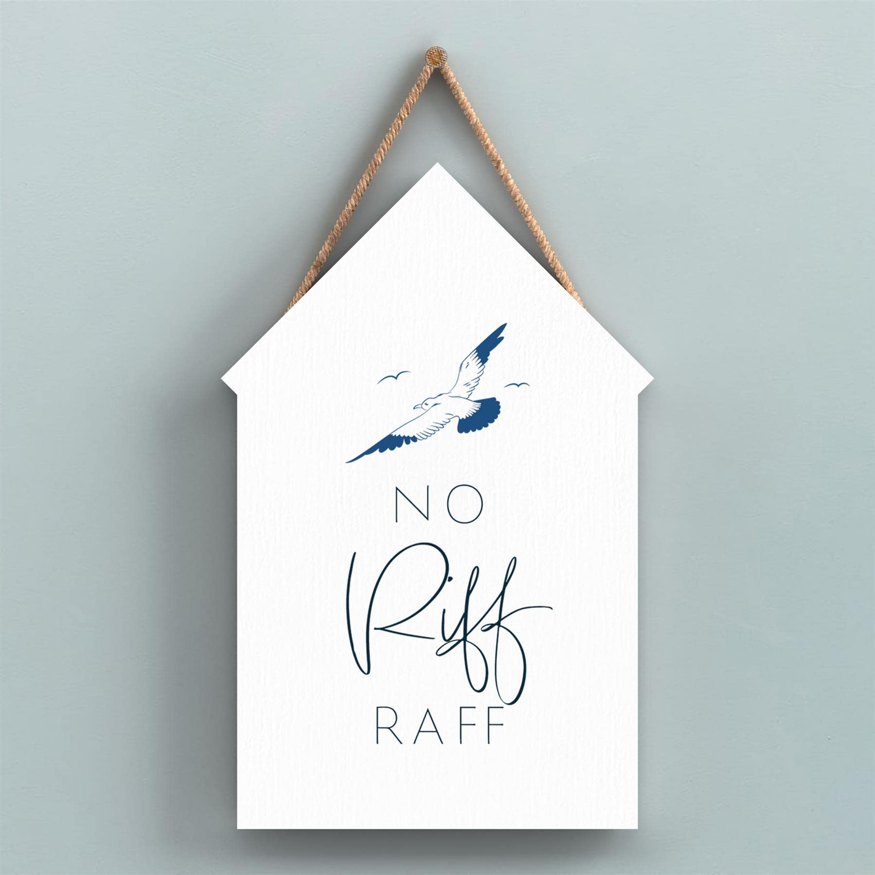 Global Designs No Riff Raff Coastal Blue Nautical Sign Wooden Beach Hut Hanging Plaque