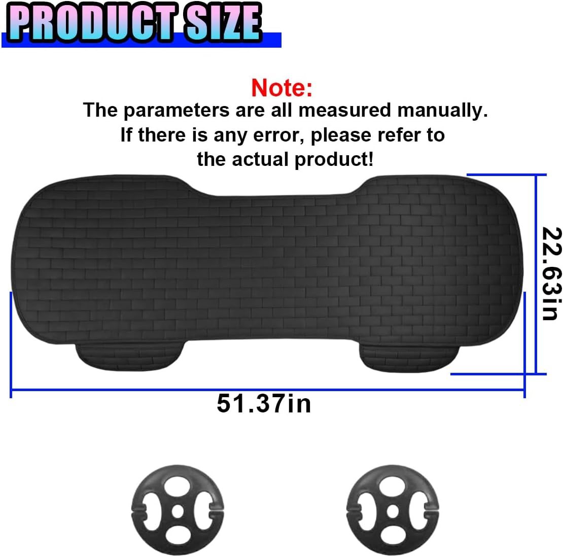 Car Rear Seat Cover, Comfortable Linen Automotive Seat Pad with Storage Pocket, Anti-Slip Breathable Vehicle Seats Protection Mat, Universal Car Bench Seats Pad for SUV, Truck (Black-L)