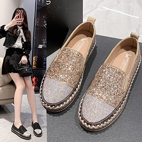 Image of Women's Fashion Rhinestone Slip On Sneakers Casual Comfort Platform Walking Shoes Cute Bowknot Glitter Bling Loafers
