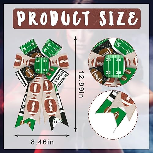 Miniatura 8 de 2 lazos de fútbol para corona de Super Bowl, lazo de corona de fútbol para decoración de fiesta de fútbol, día de juego, arco de corona deportiva