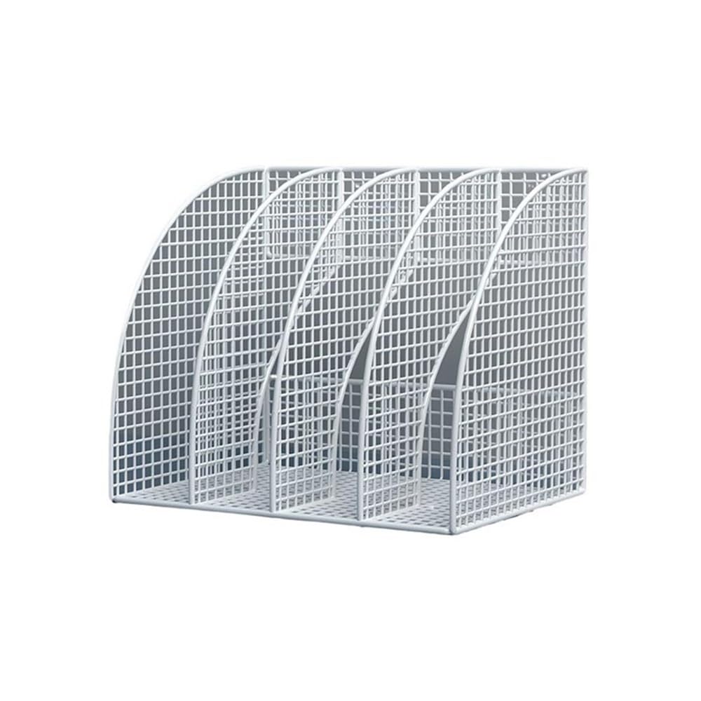 FZL02068LM Paper Organizers Desk File Organizer, Metal Mesh Vertical Desktop Holder, 4-Section file organizer for Office Office Trays(White)