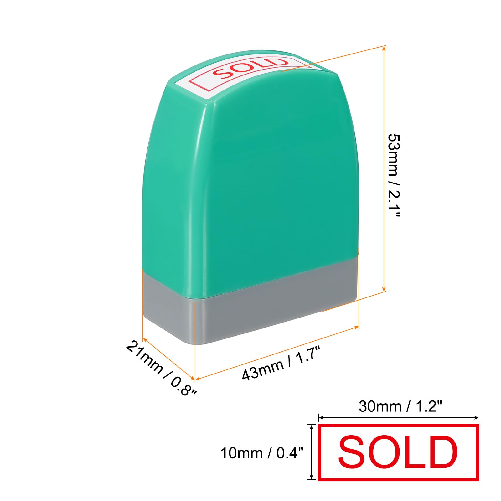 PATIKIL Sold Notice Stamp Self Inking, Red Ink Refillable Office Business Stamp Pre Inked Stamper, Green - Image 2