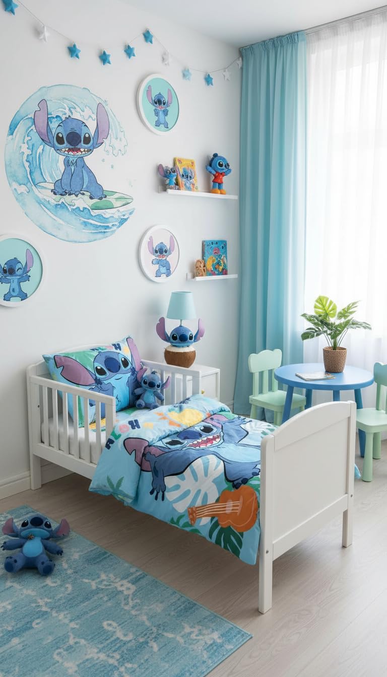 Disney Stitch 'Tropical Paradise' Cot Size Bedding Set, Multicolor, Cot Bed - Image 2