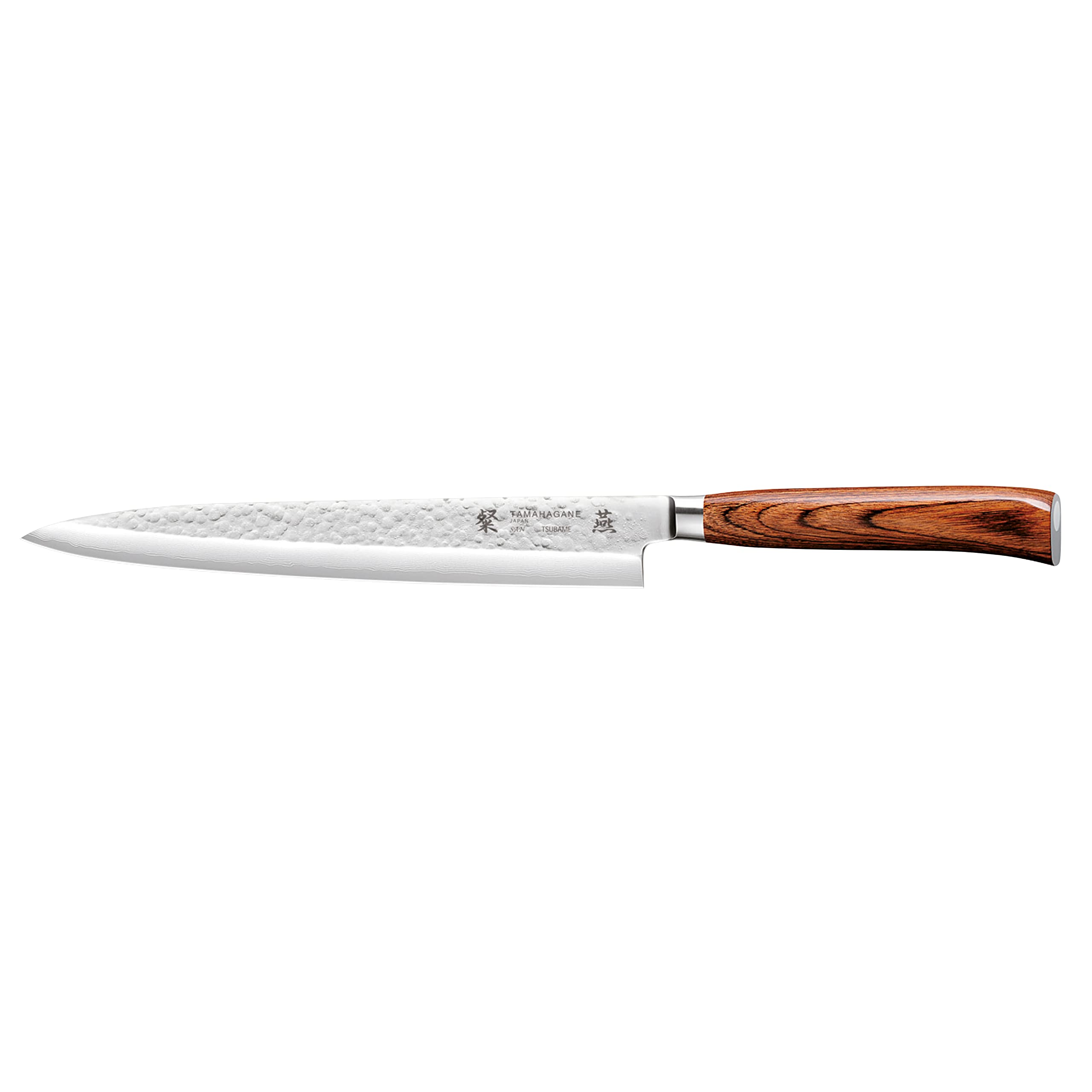 Tamahagane San Tsubame 3-ply Special Blade Sashimi Knife with Brown Pakkawood Handle, 9.5-Inches