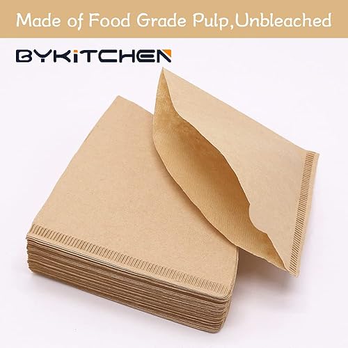 Miniatura 3 de BYKITCHEN Filtros de café pequeños, tamaño 01, juego de 200 unidades, papel desechable de cono para café, filtros de papel natural para verter sobre