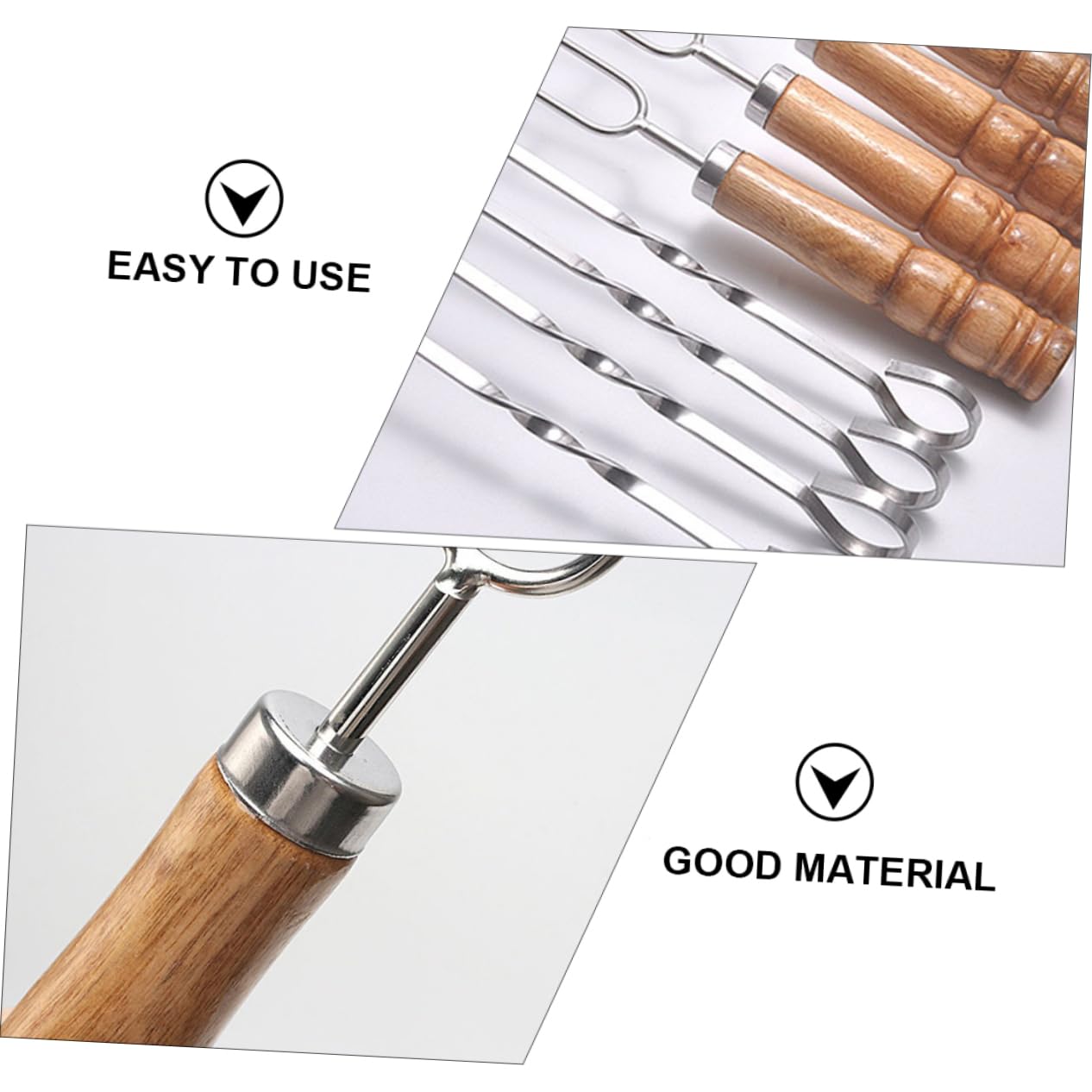 Toddmomy 10 Spiedini per Barbecue in Acciaio Inox con Impugnatura in Legno, Resistenti alla Ruggine, con Borsa per Cena in Famiglia e Feste