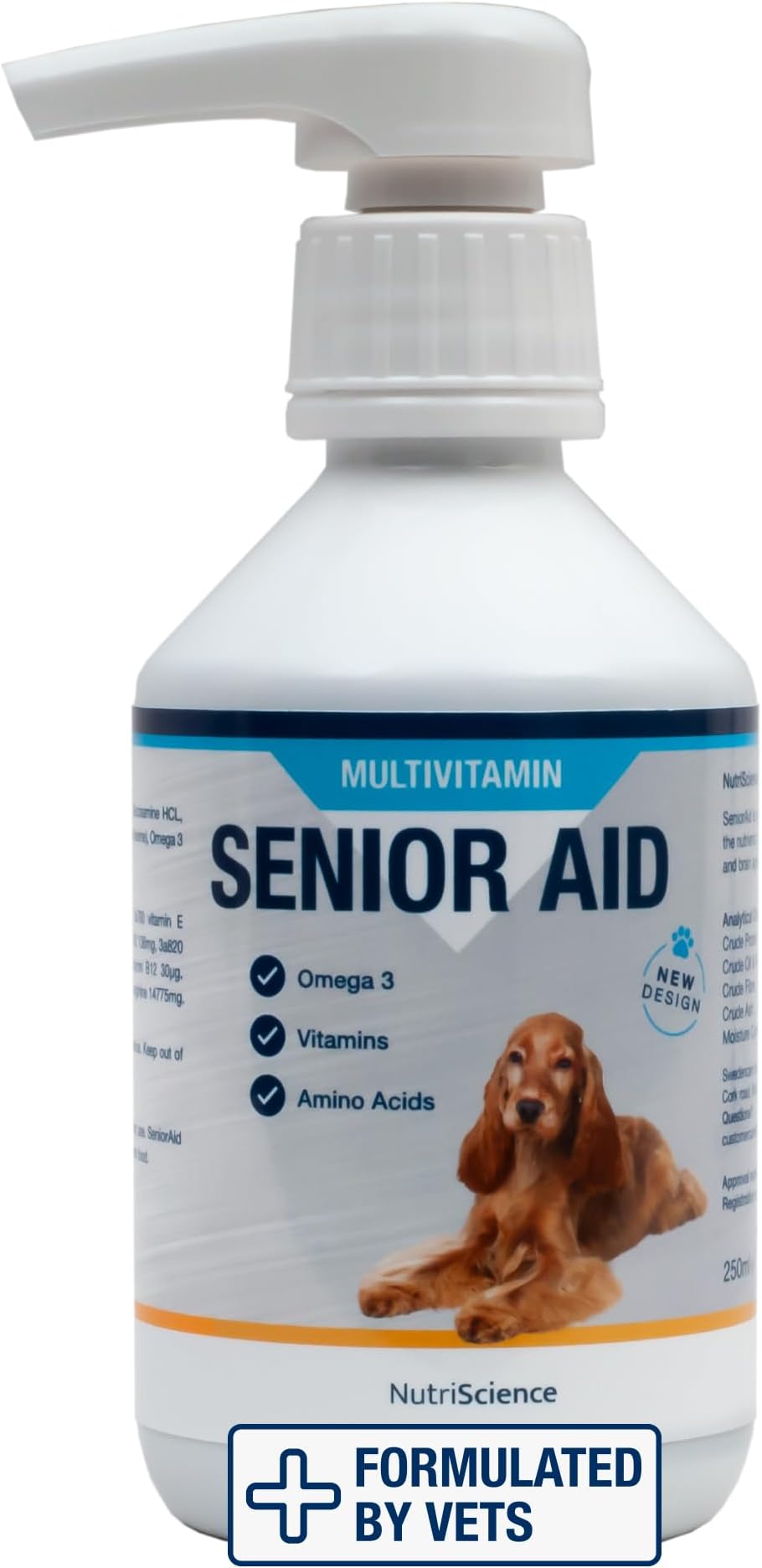 Senior Dog Supplement - Liquid Hip & Joint Support with Glucosamine, Omega 3, & Chondroitin for Mobility, Skin, Coat, & Vitality (250 ml)